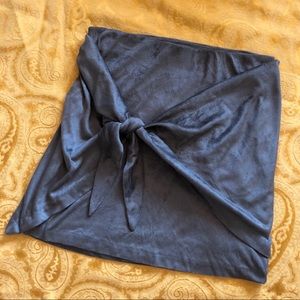 Vegan Faux Suede High Waist Olive Green Wrap Skirt